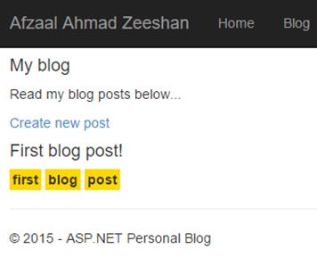 Default page showing one blog in the list